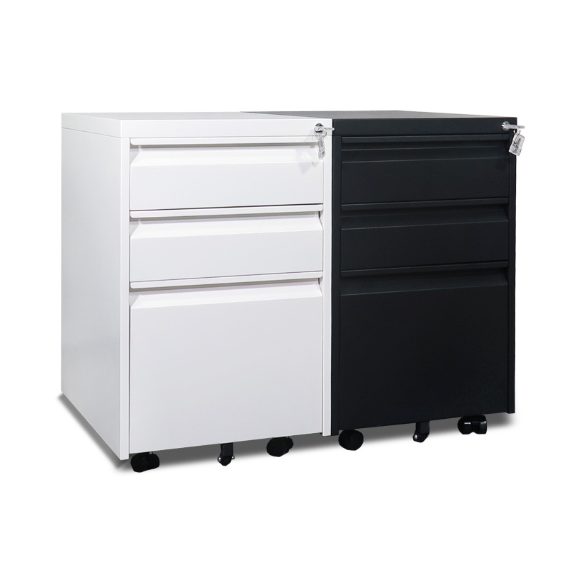 办公柜活动柜移动文件柜矮柜抽屉柜带锁桌下储物收纳小柜子批发铁