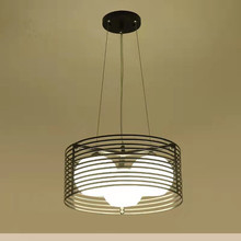 餐厅吊灯圆形三头卧室灯创意个性果盘镂空款简约铁艺玻璃灯罩吊灯