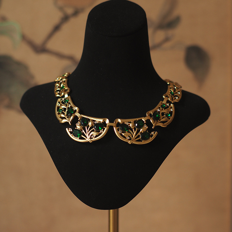假领子中古重工西洋古董轻奢宝石trifari翠法丽中古vintage项链