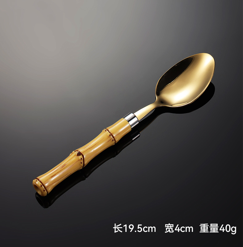 Stainless Steel Bamboo Joint Knife, Fork and Spoon Plug Handle Western Tableware