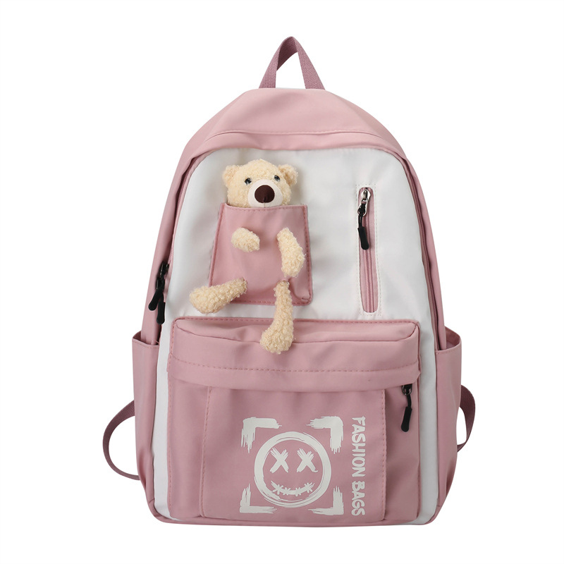 2022 Opening Season New Early High School Student Schoolbag Fashion Casual Bag Cartoon Bear Doll Backpack