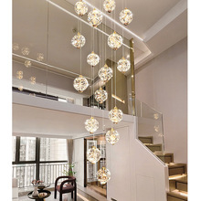 别墅复式楼楼梯间长吊灯挑空loft公寓现代简约轻奢挑高客厅灯水晶
