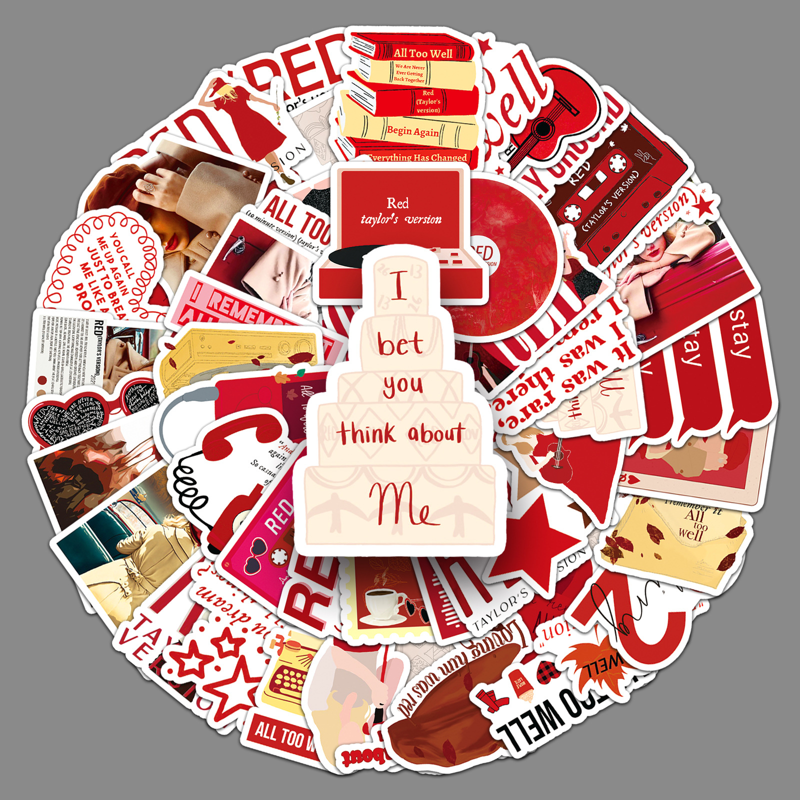 50张泰勒专辑红red个性跨境热卖明星周边装饰水杯行李手机壳贴纸