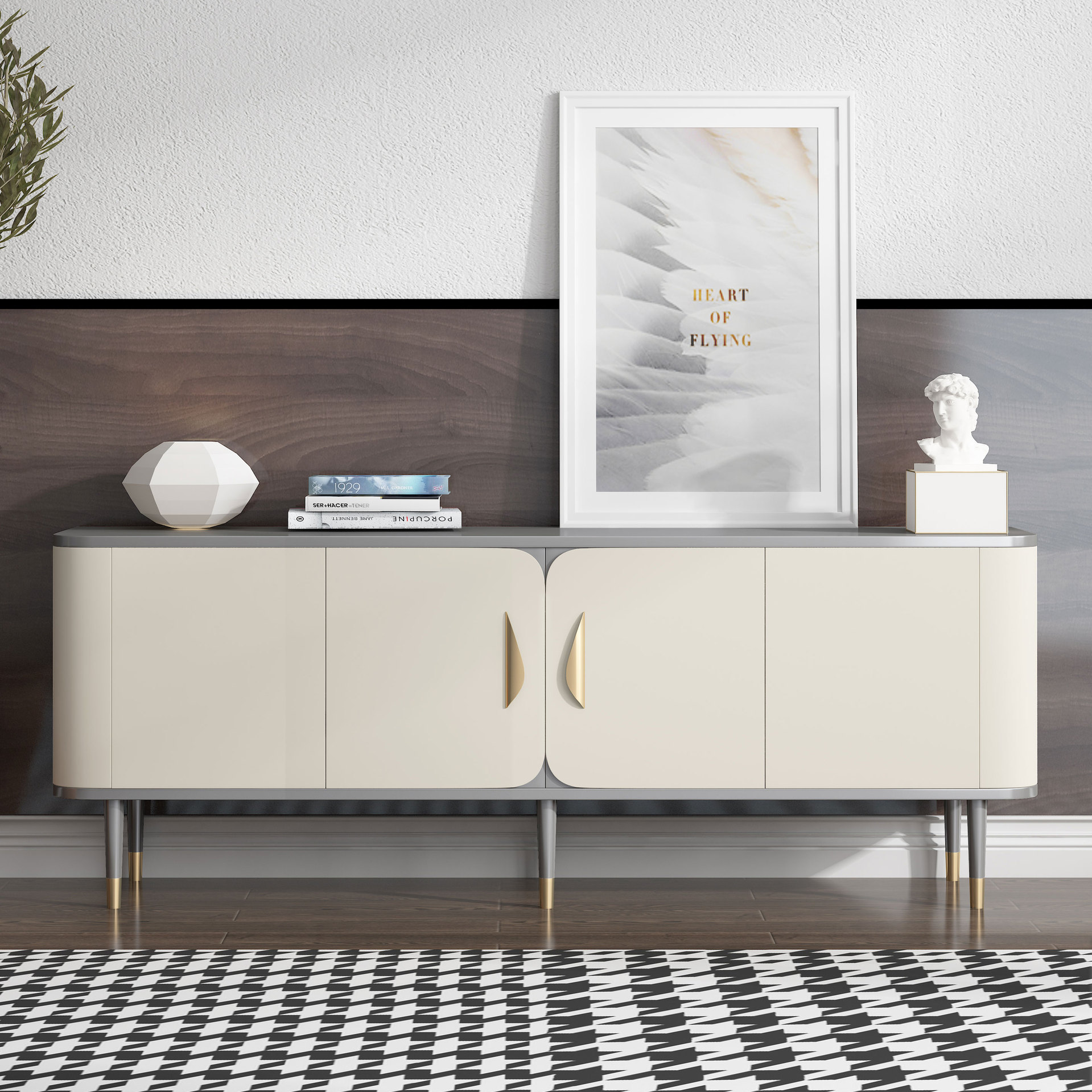 轻奢极简电视柜 现代简约客厅主卧室小户型ins风实木高款电视柜68