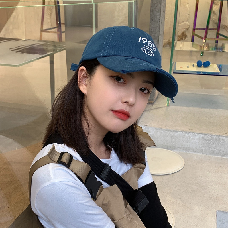 帽子女韩国新款1988嘻哈软顶鸭舌帽潮流街拍复古棒球帽百搭潮女帽