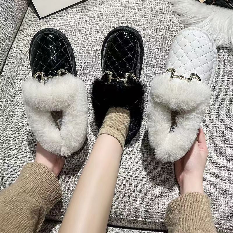 New Women's Snow Boots Winter Casual Shoes Fleece-Lined Cotton Boots Low Tube Slip-on Lazy Doug Shoes One Piece Dropshipping