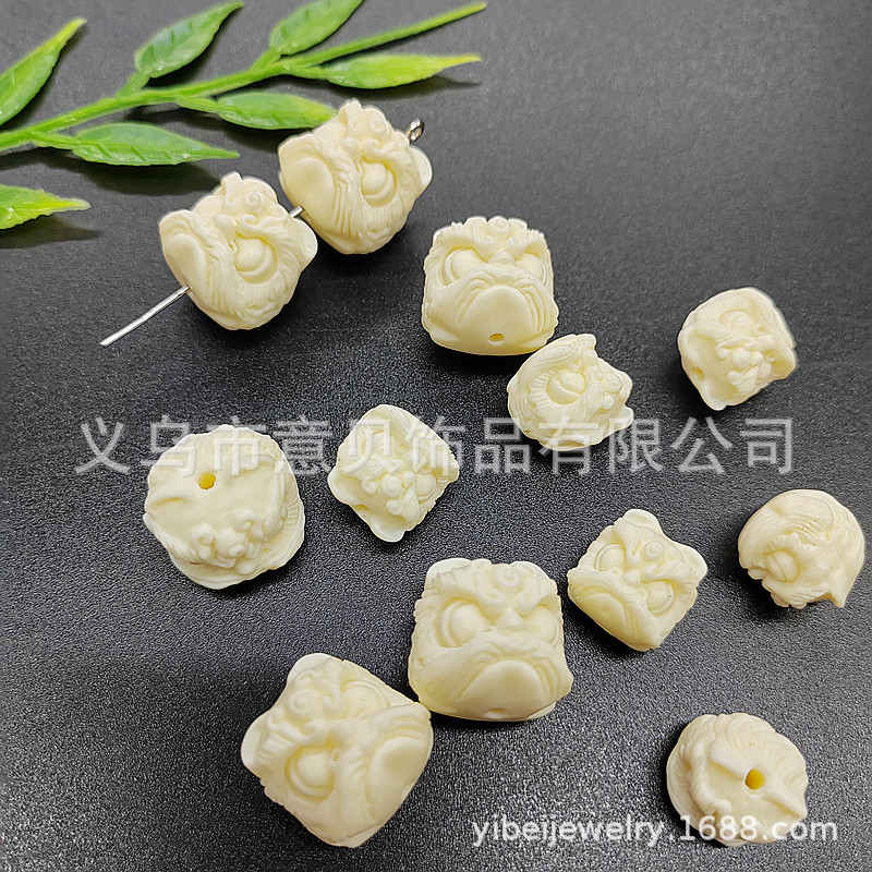 Shell Powder Pressure Xingshi Little Lion Cute Animal Beads Spacer Beads Straight Hole DIY Ornament Bracelet Mobile Phone Charm Accessories Material