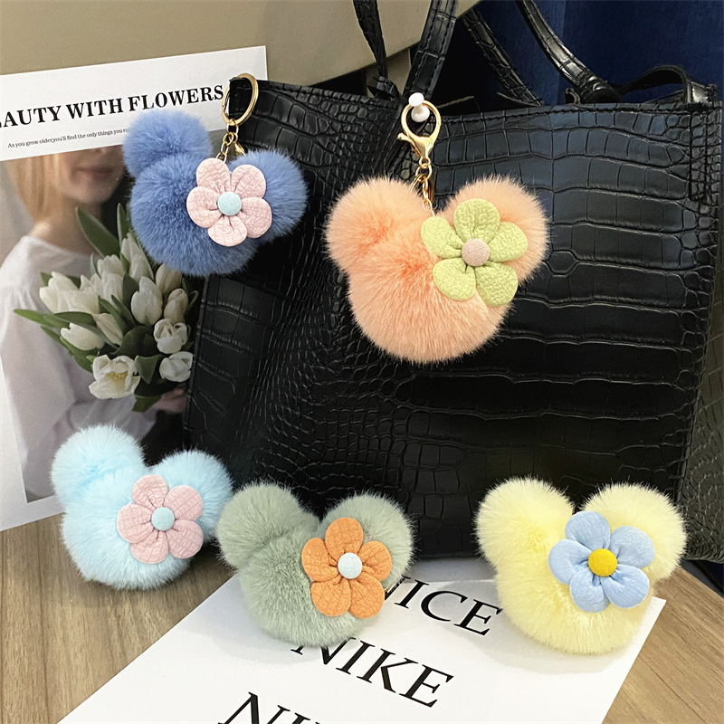 Creative Cartoon Mickey Headwear Keychain Cute Plush Bag Pendant Car Key Chain Pendant Accessories Small Gift