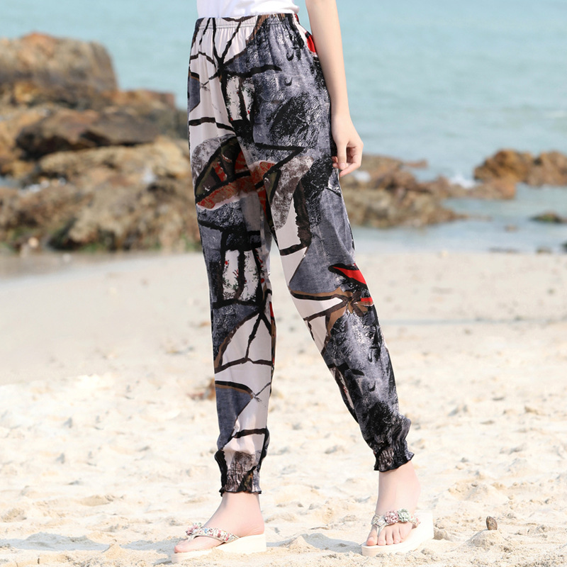 女士夏季新品防蚊裤波西米亚民族风灯笼裤海边休闲度假宽松沙滩裤