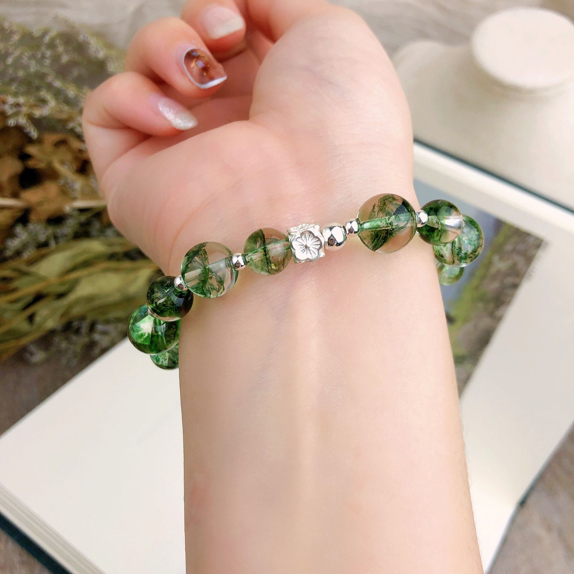 新款凤羽幽灵单圈手链女s925银大象吊坠个性气质显白手工diy手串