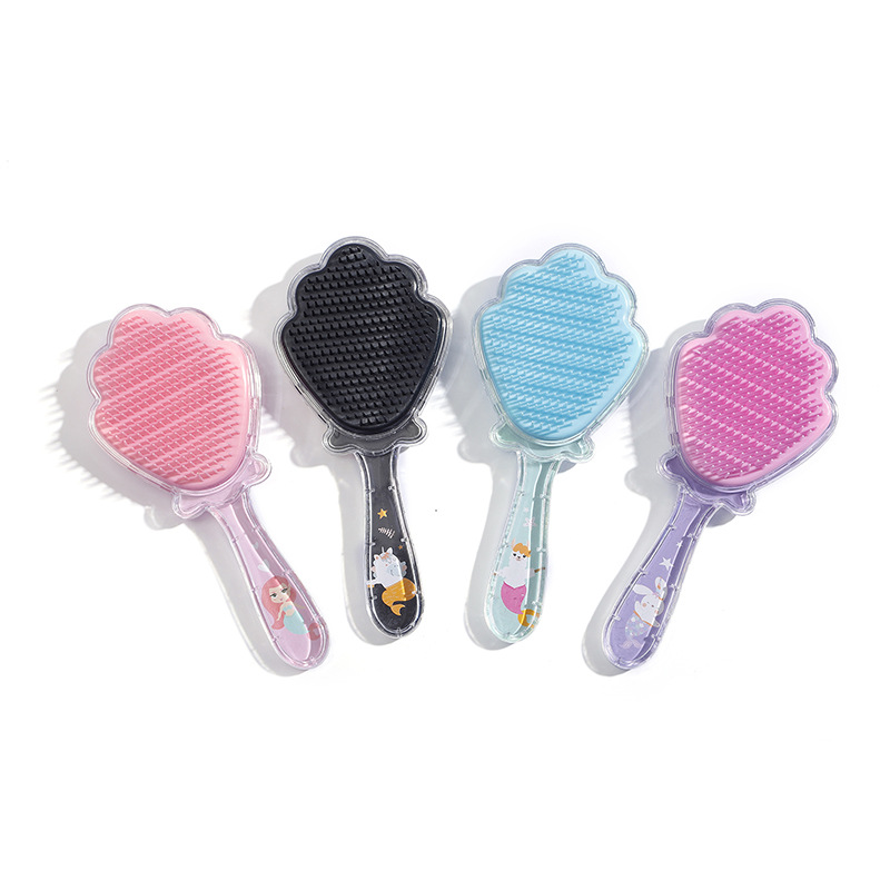 Small and Cute Scallop Shell Comb Transparent Multi-Style Tangle Teezer Logo Pattern Anti-Static