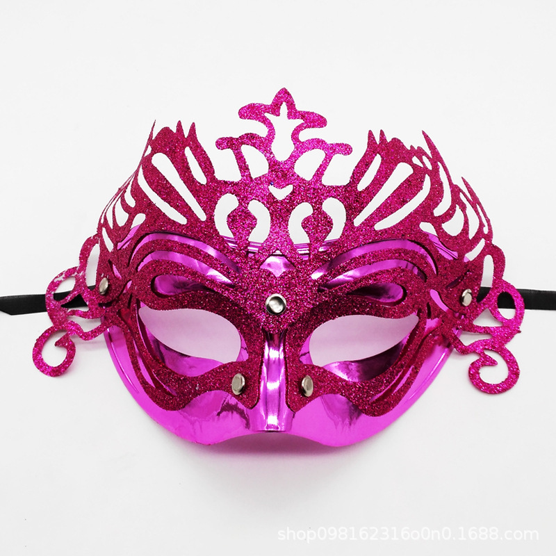 万圣鬼节金粉彩绘面具 皇冠威尼斯眼罩 半脸狂欢节派对面具