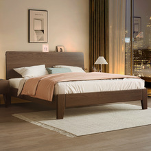 床实木床现代简约家用双人床主卧1.5米单人床架1.8米新中式橡木床