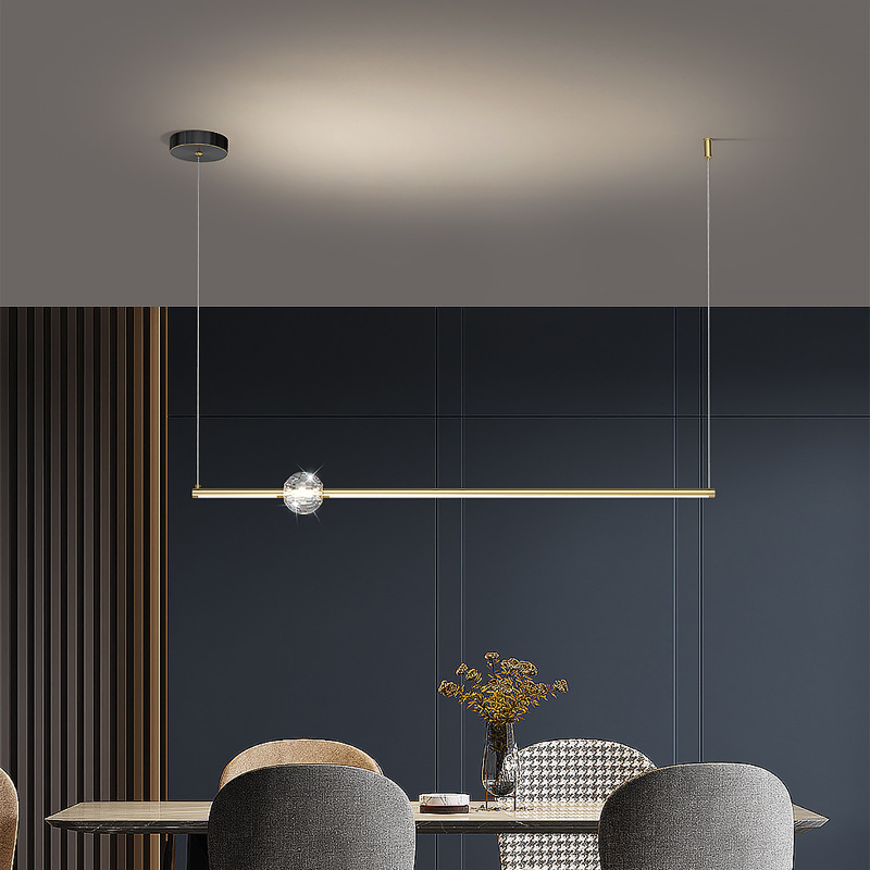 意式全铜极简轻奢餐厅吊灯现代餐桌灯吧台饭厅长条灯北欧复古灯具