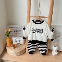 婴童衣服春季宝宝长袖套装1-3岁可爱熊猫卫衣卫裤休闲童装外出服2