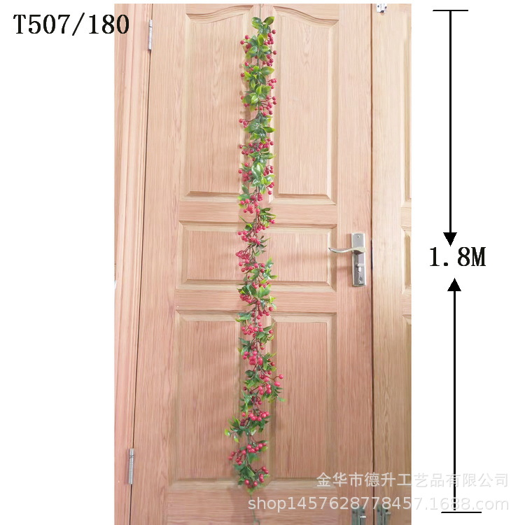 DSEN Cross-Border E-Commerce Factory Direct Sales Christmas Spring Scene Ornaments Chinese Hawthorn Green Leaf Bracelet Rattan Decoration