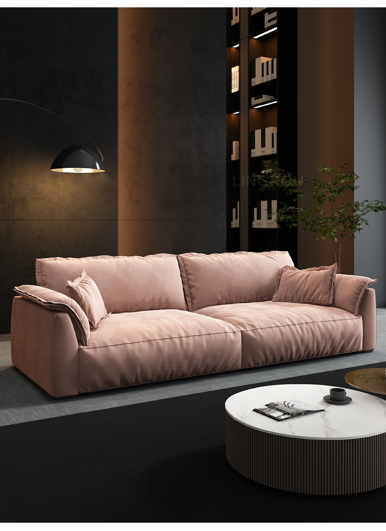 意式简约绒布沙发客厅小户型超宽坐深布艺沙发极简现代大平层沙发