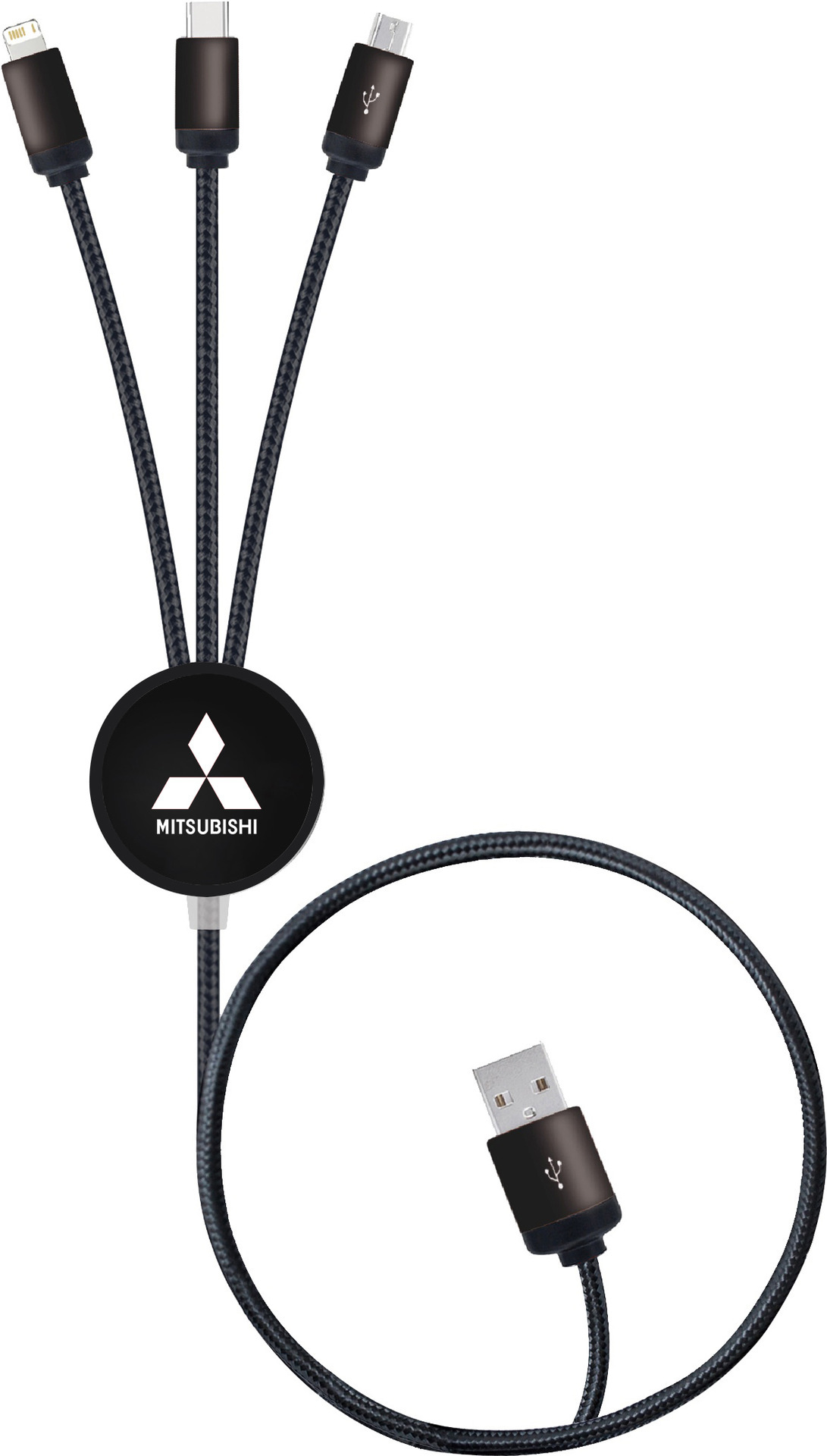 创意礼品发光logo钥匙扣数据线多功能一拖三充电线手机编织三合一