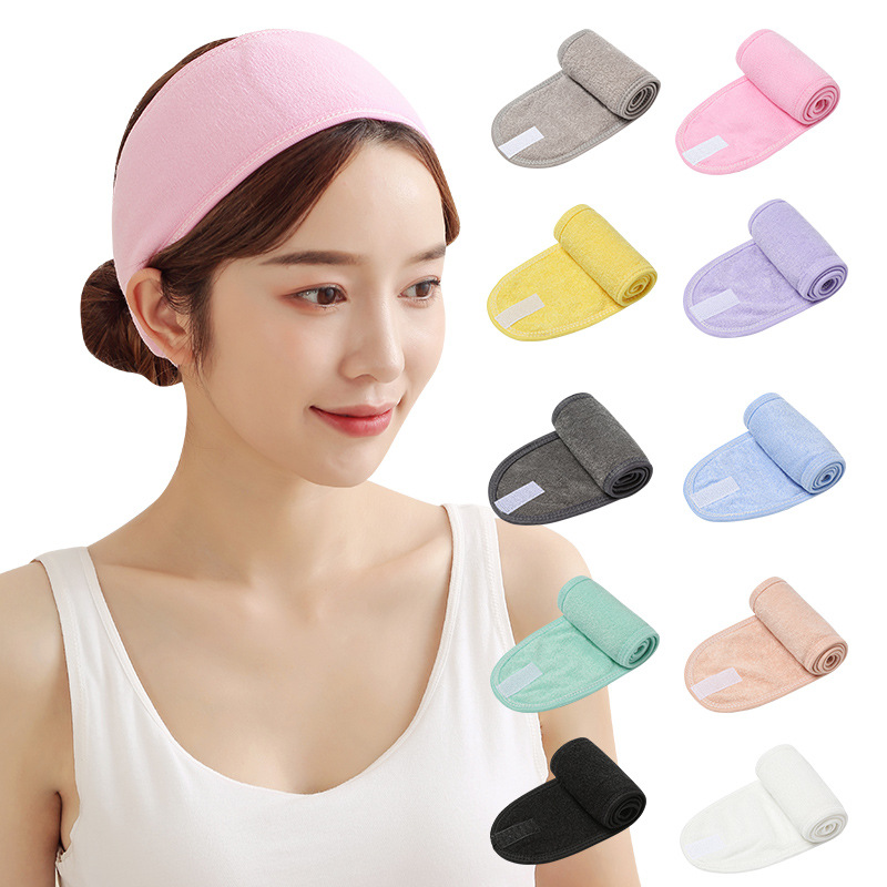 Face Wash Headband Sports Yoga Hair Cover Velcro Headband Simple Makeup Headband Apply a Facial Mask Cute Female Hair Band