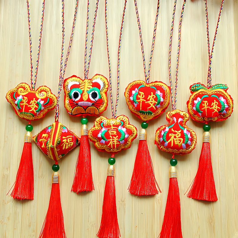 2024 Dragon Year New Dragon Boat Festival Sachet Colorful Braided Rope Children's Halter Embroidered Tiger Head Longevity Lock Necklace Ornament