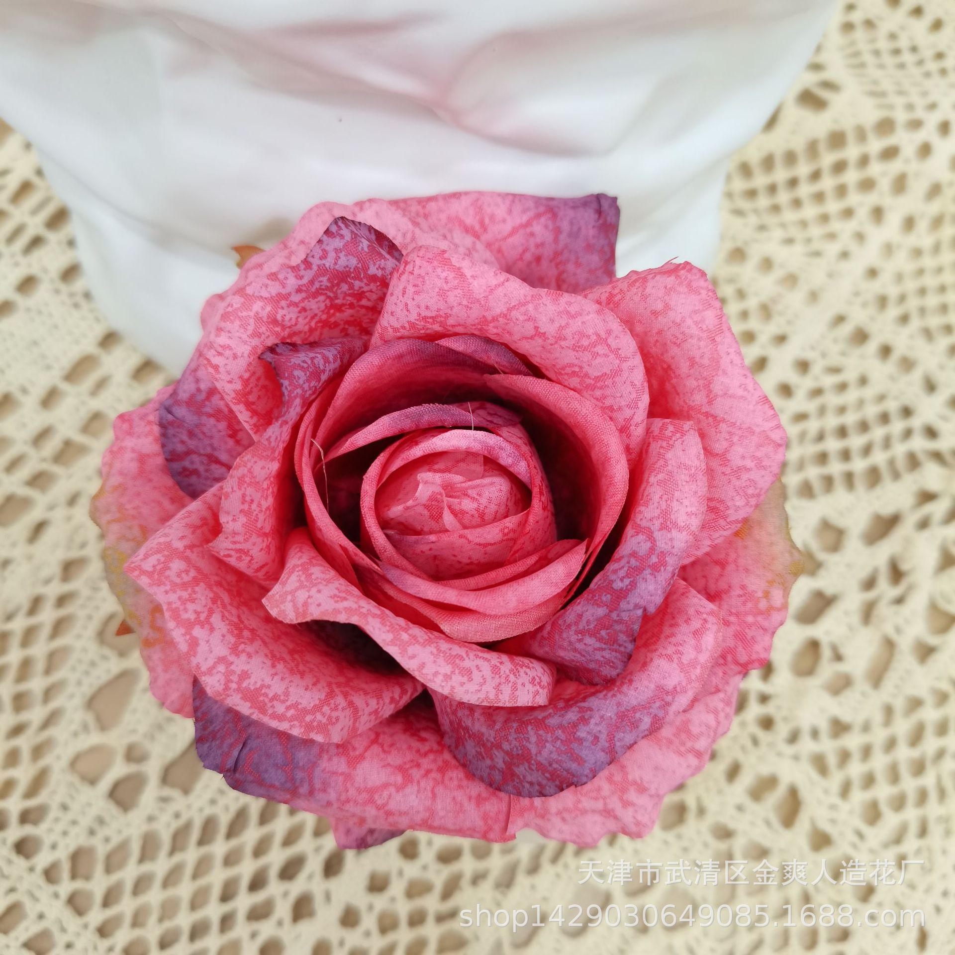 仿真钻石玫瑰花朵绢布假花婚庆摄影背景花墙路引手工diy花头批发