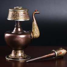 尼泊尔贲巴壶佛具净水瓶手工铜鎏金奔巴壶高19cm
