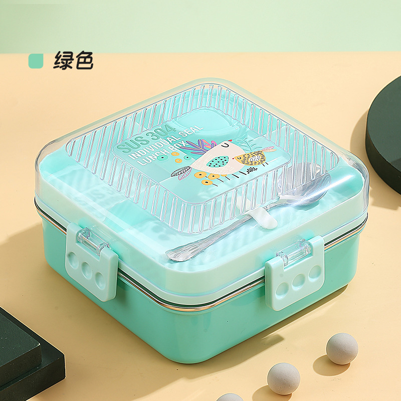 Children's Cartoon Lunch Box Student Plastic Lunch Box Sealed Multi-Partitioned Microwave Lunch Box Square Lunch Box