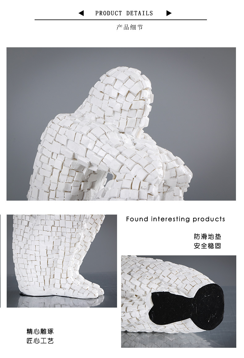 新中式马赛克人物模型树脂工艺品摆件客厅摆设家居雕塑品装饰品