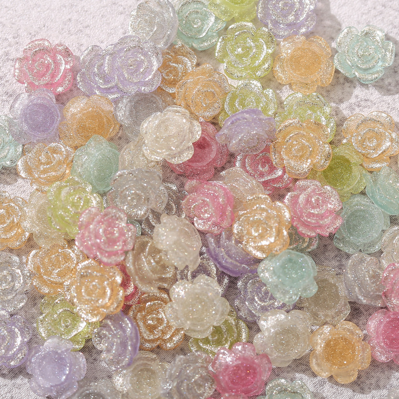 New Nail Beauty Camellia Silver Powder Morandi Color 8mm Rose Palace Magic Color Resin All-Match Nail Sticker