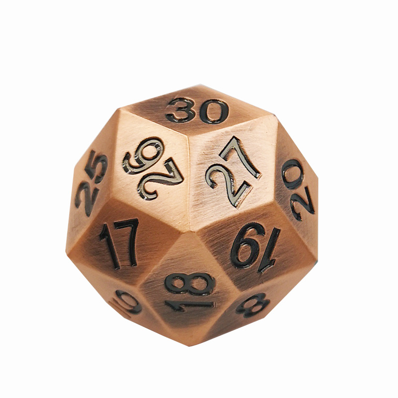 30面金属多面跑团骰子3.4mm实心色子数字教学道具周边桌游戏