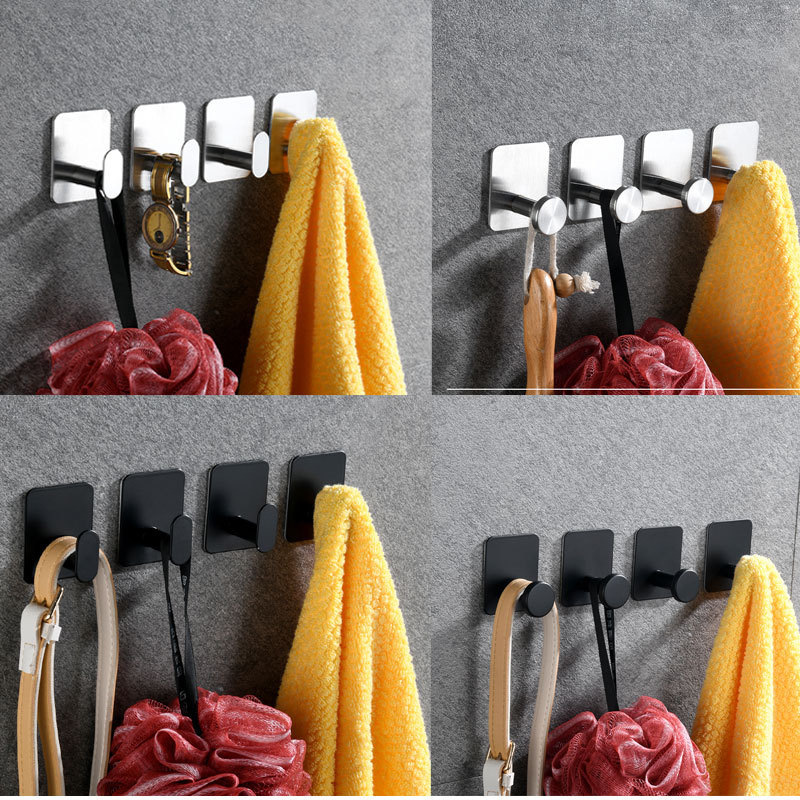 Punch-Free Stainless Steel Hook Bathroom Coat Hook Large Coat Hook Bathroom Strong Sticky Hook Wall Hanging Storage Hook