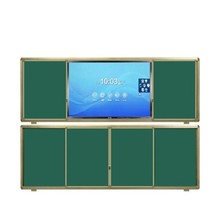 香港推拉搪瓷白板多媒体教室黑板学校挂式绿板办公用磁性米黄板
