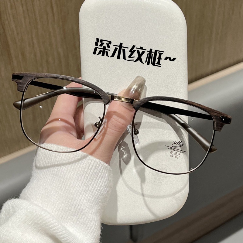 31003半框眼镜男近视可配有度数防蓝光眉毛理工男眼镜框斯文败类