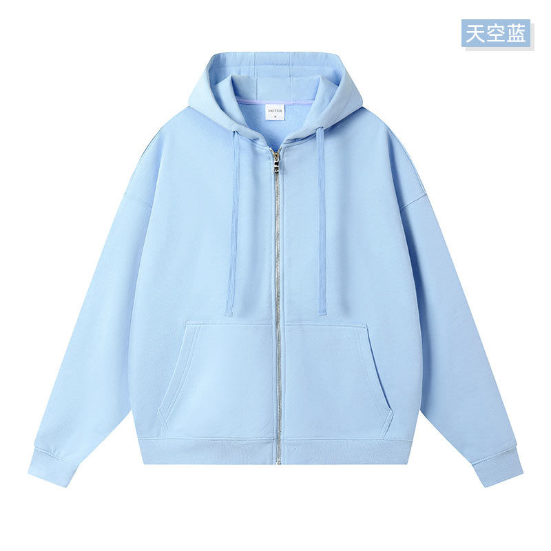 Heavy Hooded Zipper Sweatshirt Men's Customized Spring and Autumn Fashion Brand Loose Solid Color Cardigan Casual Drop Shoulder Coat Men's Clothing