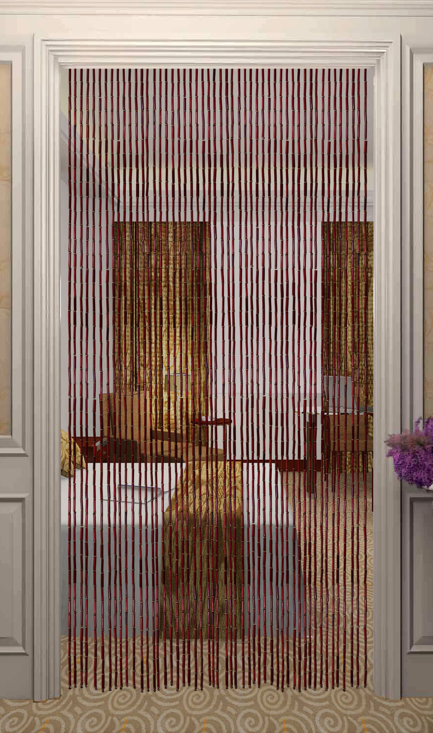 夏季防蚊 竹帘 竹木门帘卫生间玄关隔断风水帘卧室客厅挂帘竹挂帘