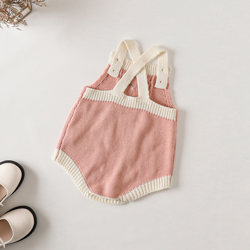 2023 Spring and Autumn Clothing Infant Baby Girl Knitted Embroidered Sweater Coat + Twist Romper Suit Single Shot Baby Clothes