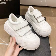 小白鞋魔术贴厚底面包鞋女2024春季新款松糕增高百搭运动休闲板鞋