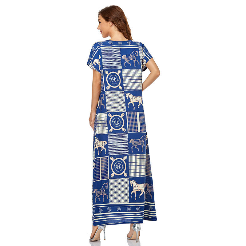 Cross-Border Women's Clothing Middle East Women's Robe Short Sleeve Dress Cross Border Dress Abaya