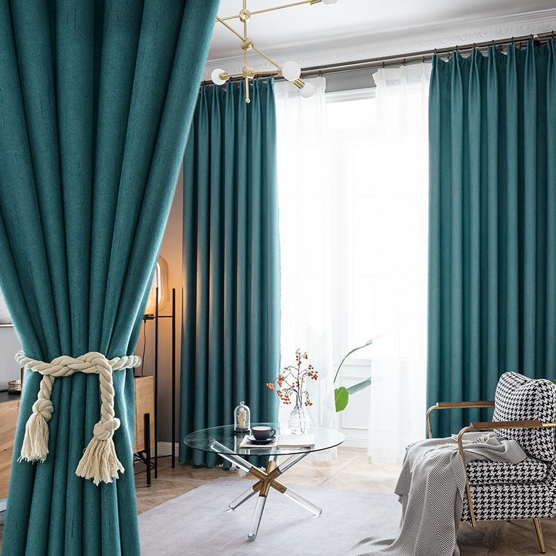 窗帘遮光隔热 2021年新款 全遮阳布挂钩式卧室纱帘简约北欧风
