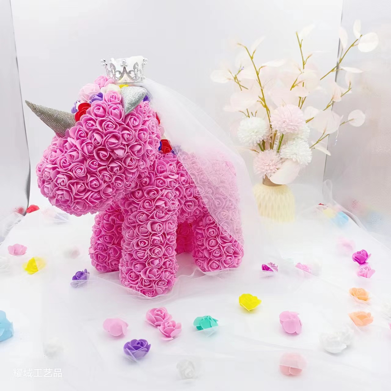 SOURCE Manufacturer Huipin 40cm Crown Veil Rose Unicorn Valentine's Day 520 Ornaments Cross-Border Purchase