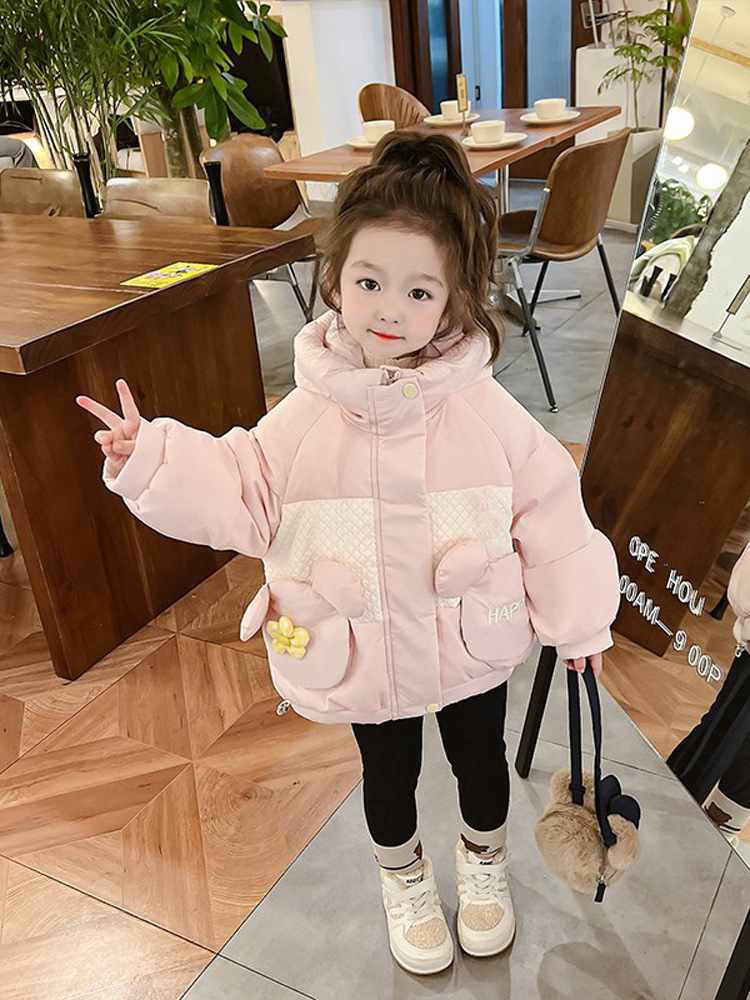 Girls'cotton-Padded Clothes 2023 New Winter Clothes Children's Cotton Wear Little Girl Cotton-Padded Jacket Fashionable Jacket Winter Baby down Jacket