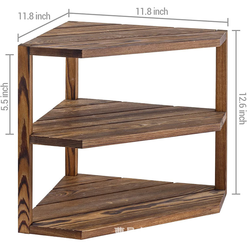 Solid Wood Storage Rack Kitchen Living Room Corner Organizer Simple Three-Layer Desktop Storage Organizer Tripod