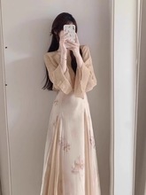 新中式国风禅意半身裙套装女春季茶系穿搭一整套改良汉服两件套裙