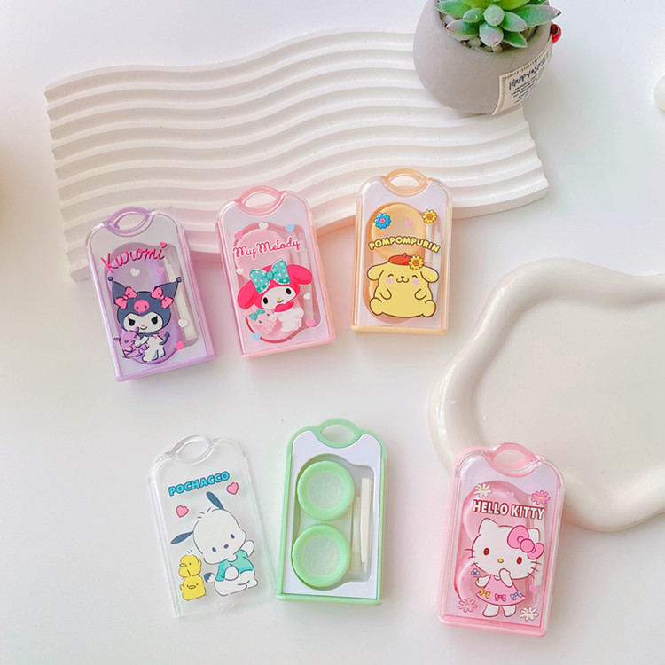 Japanese Girl Heart Clow M Contact Lens Case Push-Pull Colored Contact Lenses Case Convenient Carrying Double Glasses Case