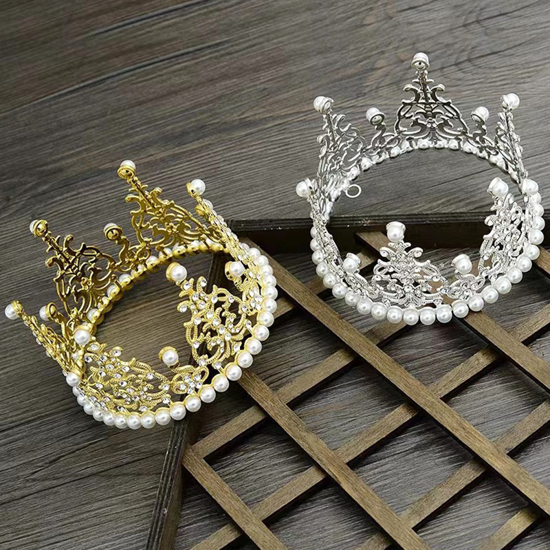 Birthday Cake Crown Decoration Decoration Bridal Crown Hairware Princess Crown Pearl Small Crown Decoration