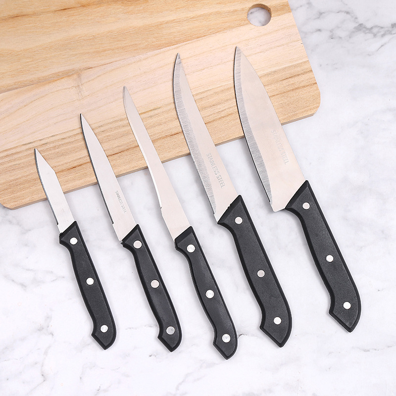 Steak Knife with Wooden Board 663-6Pc Knife Cutting Board Set Fruit Knife Six-Piece Household Wooden Chopping Board