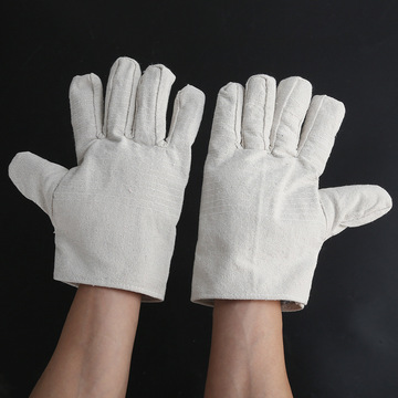 劳保手套24线双层加厚帆布手套防滑耐磨焊工手套防护用品 批发工