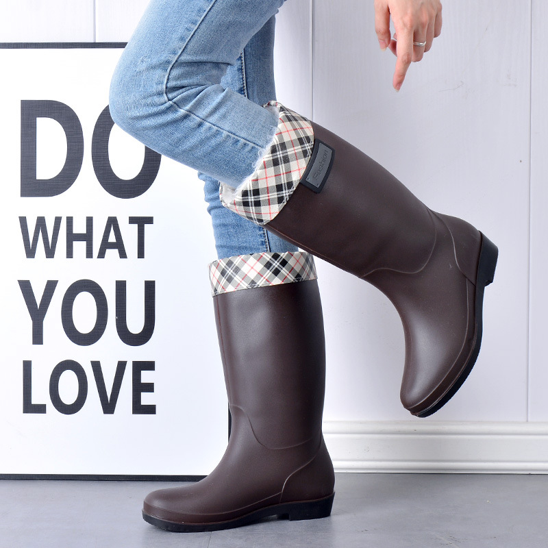 New Korean Style Fashion Stocking Rain Boots Women's Outer Wear Long Hunter Boots Adult Warm Women's Rain Boots