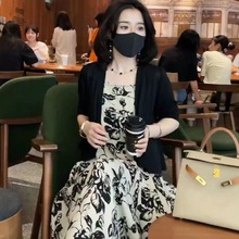 初秋套装裙两件套2024新款气质名媛高端秋季女套装吊带开衫两件套