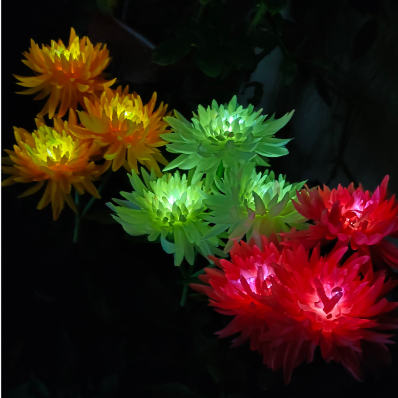 现货供应太阳能3头菊花灯太阳能菊花灯新品花灯地插草坪灯庭院灯